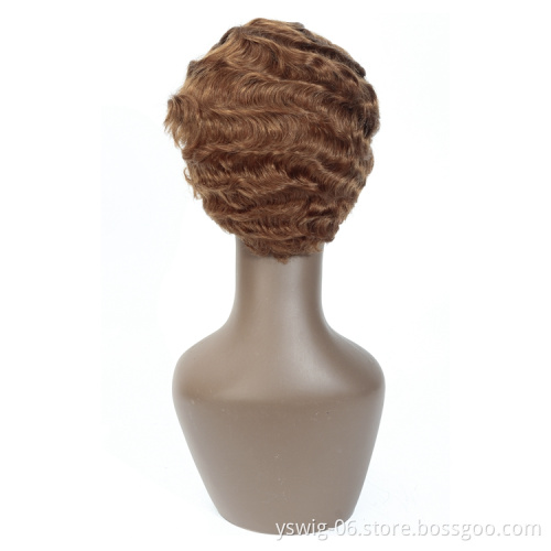 Finger Wave Wigs 30# Pixie Wigs Short Human Hair Wigs For Black Women